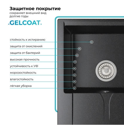 Мойка кухонная POLYGRAN GALS 620 (черный №16)